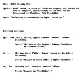 Announcements, 1967-03-27. ...