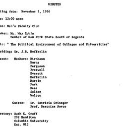 Minutes, 1966-11-07. Higher...