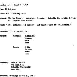 Minutes, 1967-03-06. Higher...