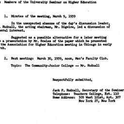Minutes, 1959-03-09. Higher...