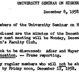 Minutes, 1958-12-08. Higher...