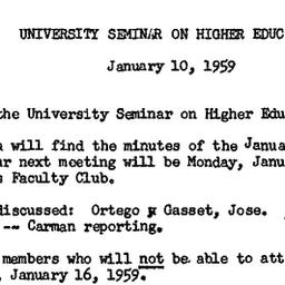Minutes, 1959-01-10. Higher...