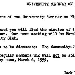 Minutes, 1959-02-23. Higher...