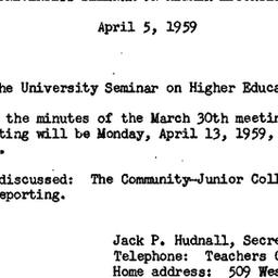 Minutes, 1959-04-05. Higher...