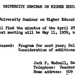Minutes, 1959-05-11. Higher...