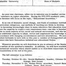 Announcements, 1972-08-19. ...