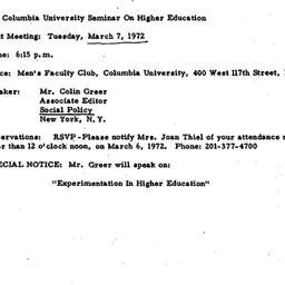 Announcements, 1972-03-07. ...