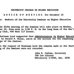 Minutes, 1962-12-10. Higher...