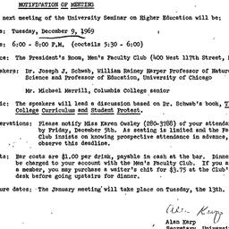 Announcements, 1969-11-21. ...
