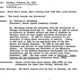 Announcements, 1970-01-23. ...