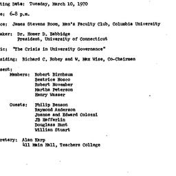 Minutes, 1970-03-10. Higher...
