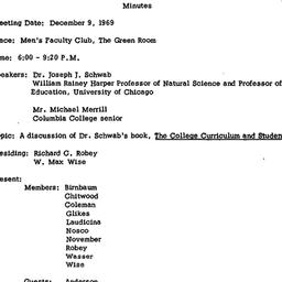 Minutes, 1969-12-09. Higher...