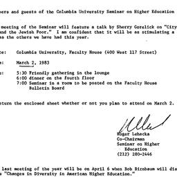 Announcements, 1983-02-03. ...