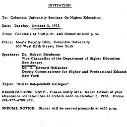 Announcements, 1972-10-03. ...