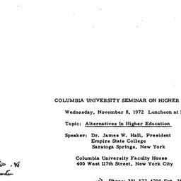 Announcements, 1972-11-08. ...