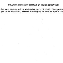 Announcements, 1992-04-15. ...