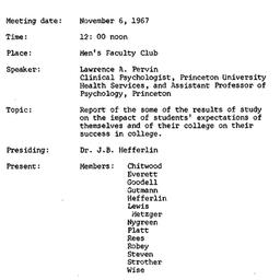 Minutes, 1967-11-06. Higher...