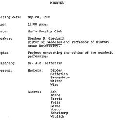 Minutes, 1968-05-20. Higher...
