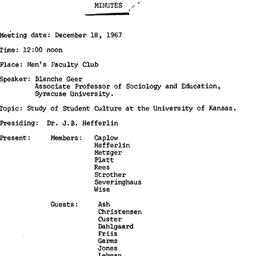 Minutes, 1967-12-18. Higher...