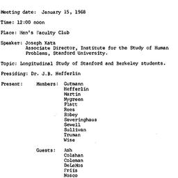 Minutes, 1968-01-15. Higher...