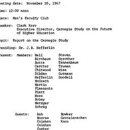 Minutes, 1967-11-20. Higher...