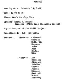 Minutes, 1968-02-19. Higher...