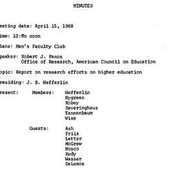 Minutes, 1968-04-15. Higher...