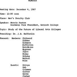 Minutes, 1967-12-04. Higher...