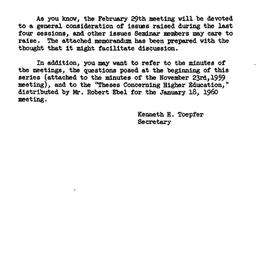 Announcements, 1960-02-29. ...