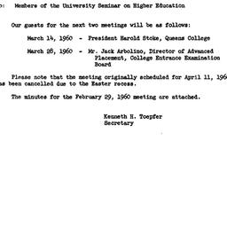 Minutes, 1960-02-29. Higher...