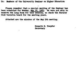 Minutes, 1960-05-09. Higher...