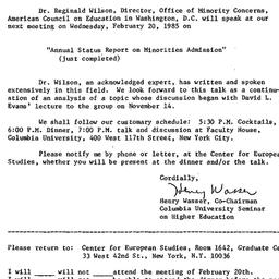 Announcements, 1985-01-30. ...