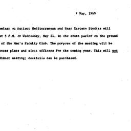 Announcements, 1969-05-07. ...