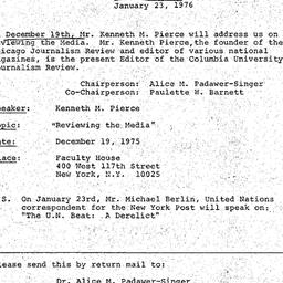 Announcements, 1975-12-19. ...