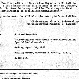 Announcements, 1976-04-30. ...