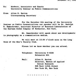 Announcements, 1963-11-27. ...