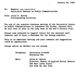 Announcements, 1964-01-20. ...