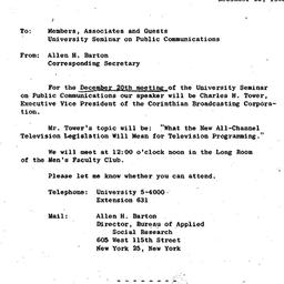 Announcements, 1963-12-13. ...