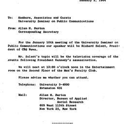 Announcements, 1964-01-02. ...