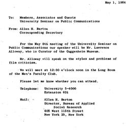 Announcements, 1964-05-01. ...