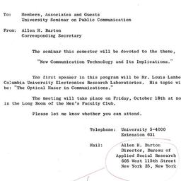Announcements, 1963-10-04. ...