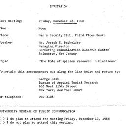 Announcements, 1968-12-13. ...