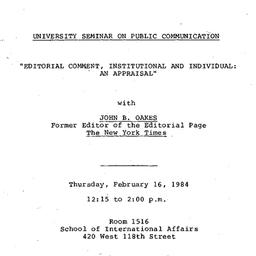 Announcements, 1984-02-16. ...