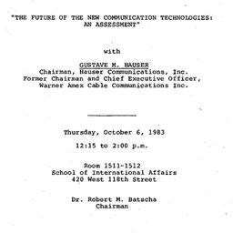 Announcements, 1983-10-06. ...