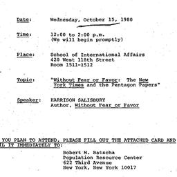 Announcements, 1980-10-15. ...