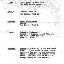 Announcements, 1981-04-07. ...