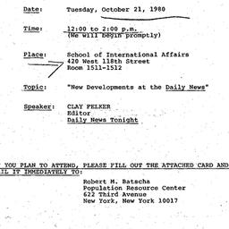 Announcements, 1980-10-21. ...