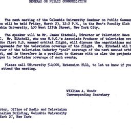 Announcements, 1962-03-23. ...