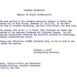 Announcements, 1961-12-15. ...