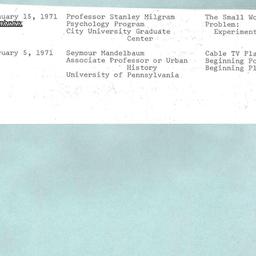 Schedules, Public Communica...
